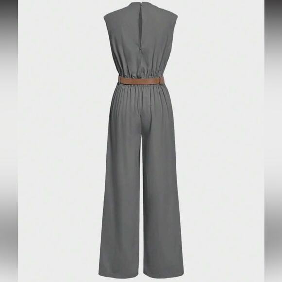 SHEIN Gray Wide Leg Jumpsuit Size Medium NWT - Picture 2 of 11
